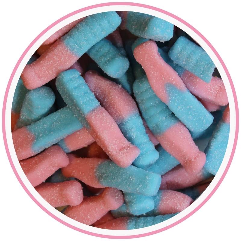Bubblegum Cola Bottes | Pink and Blue Bottles Hippo's Sweets Hippo's Sweets