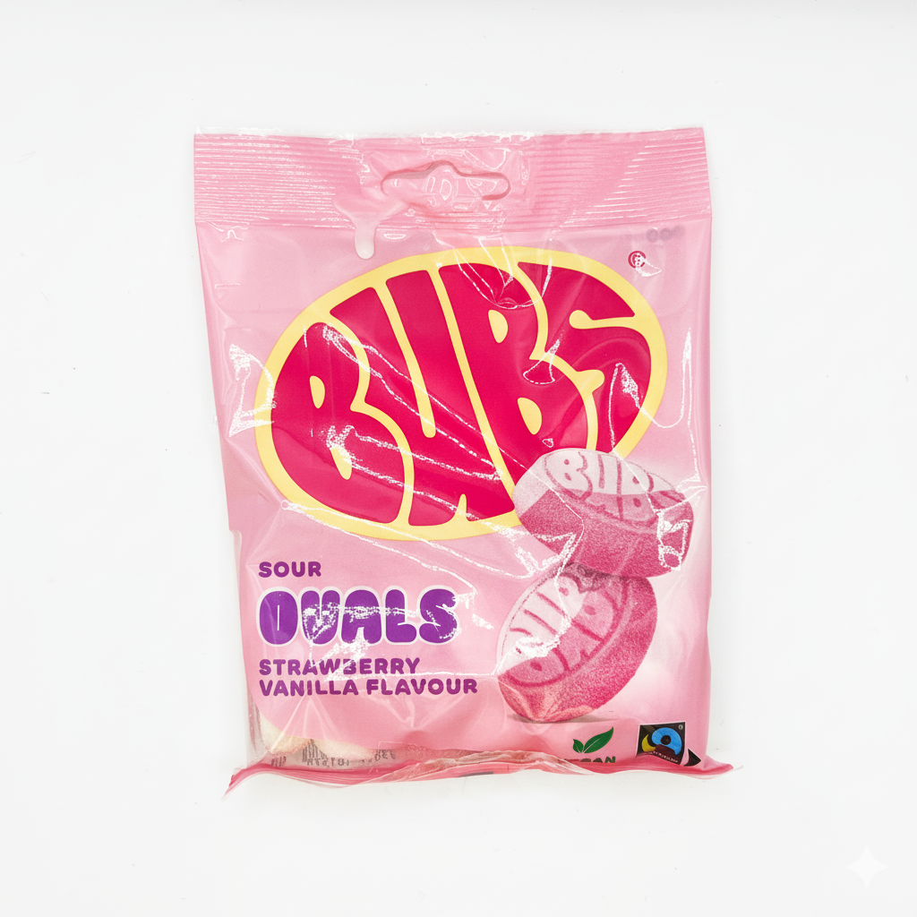 BUBS Strawberry Vanilla Ovals Peg Bag (90g) Hippo's Sweets Hippo's Sweets